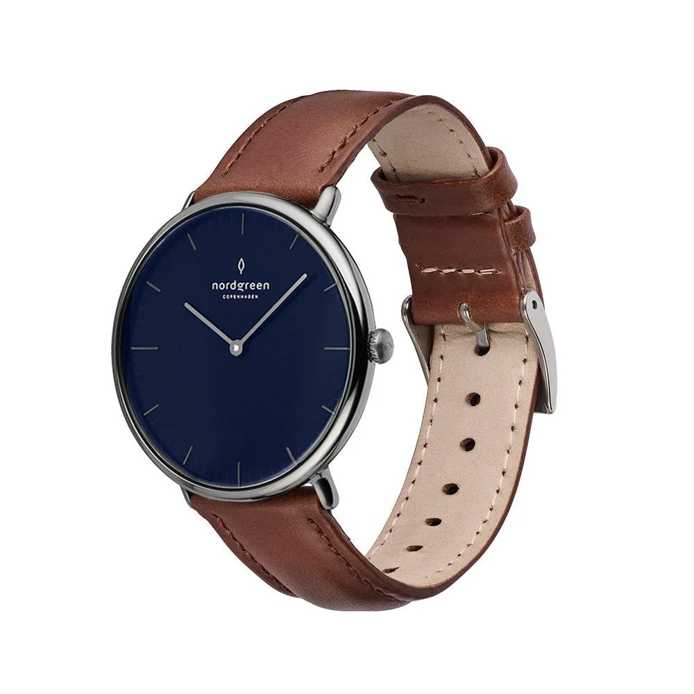Nordgreen Native Brown Leather 36mm Gun Metal Case Watch - Image 4