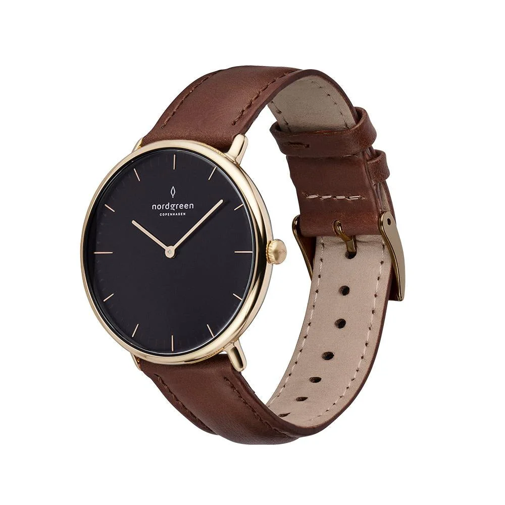 Nordgreen Native Brown Leather 40mm Gold Case Watch - Image 4