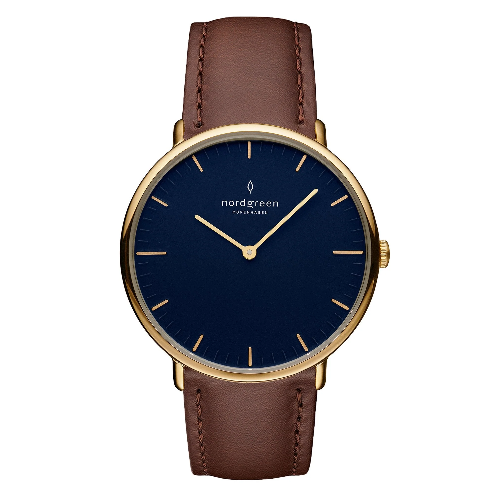 Nordgreen Native Brown Leather 40mm Gold Case Watch