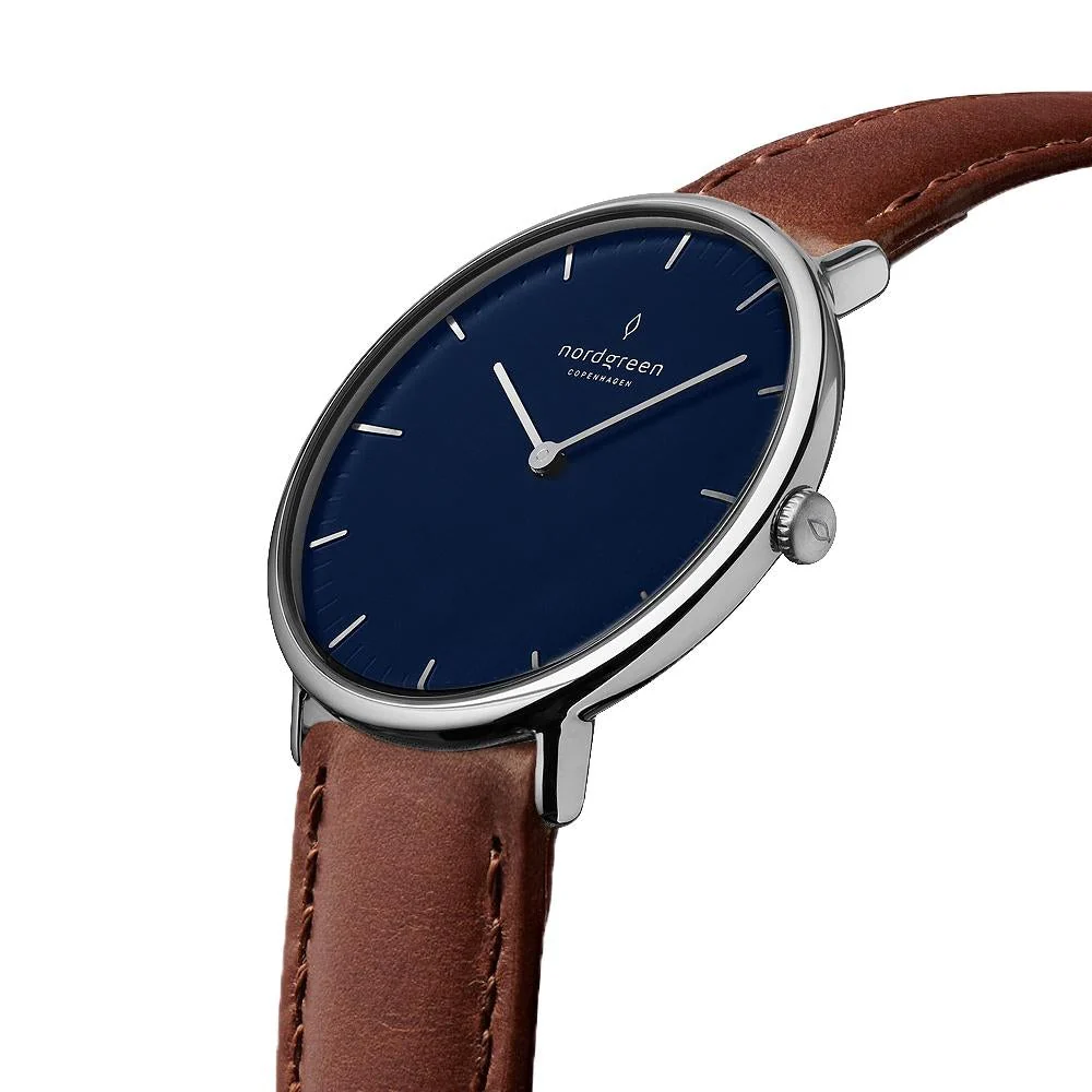 Nordgreen Native Brown Leather 40mm Silver Case Watch - Image 3
