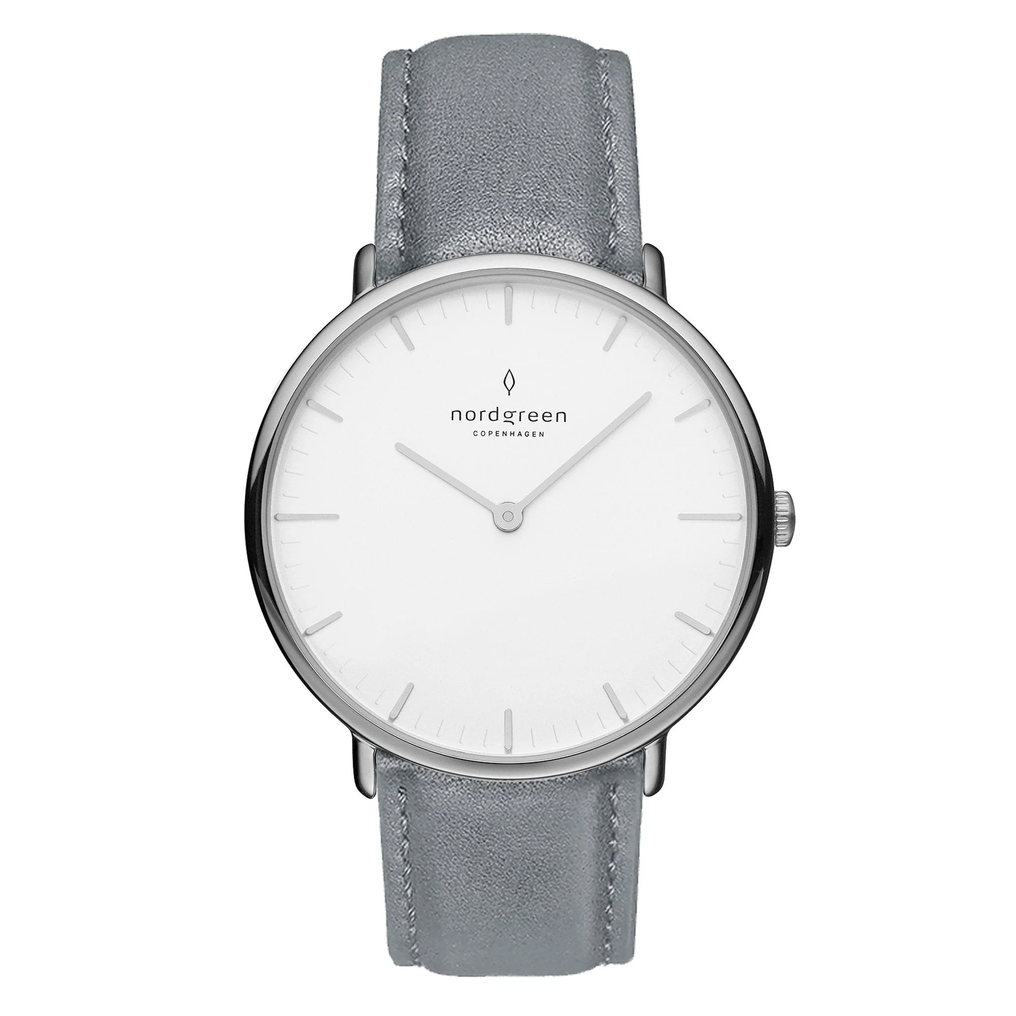 Nordgreen Native Grey Leather 32mm Silver Case Watch