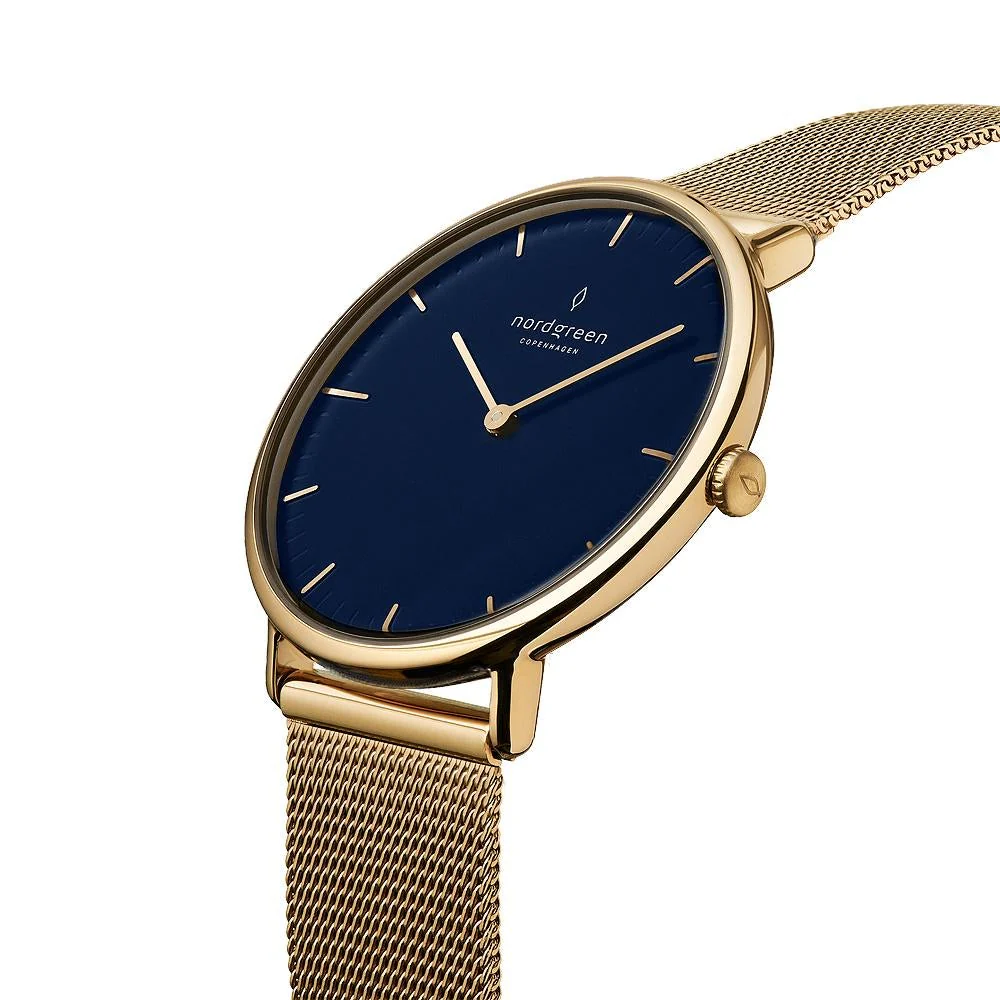 Nordgreen Native Gold Mesh 32mm Gold Case Watch - Image 3