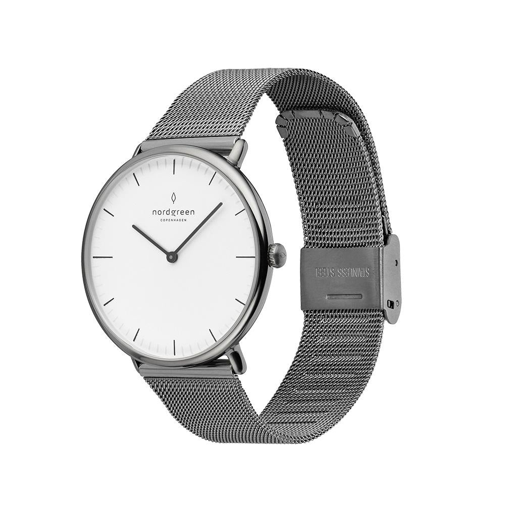 Nordgreen Native Gun Metal Mesh 40mm Gun Metal Case Watch - Image 4
