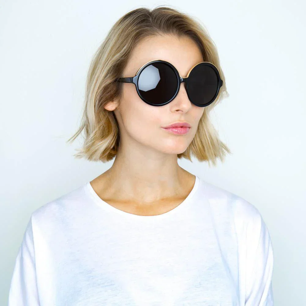 No. 21 Women's Sunglasses Round Black Gold - Image 5