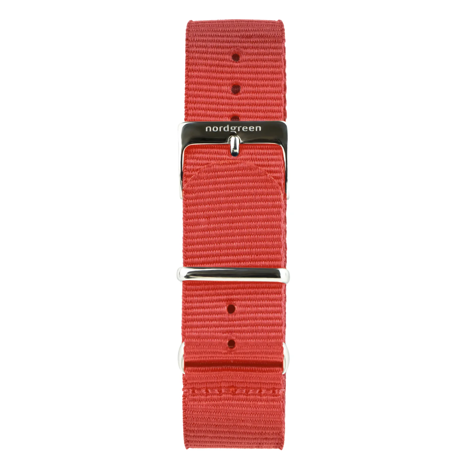Nordgreen Native Bright Red Nylon 36mm Silver Case Watch - Image 2