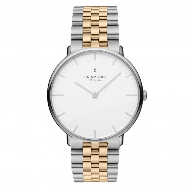 Nordgreen Native Link 28mm Ladies Silver Gold Watch