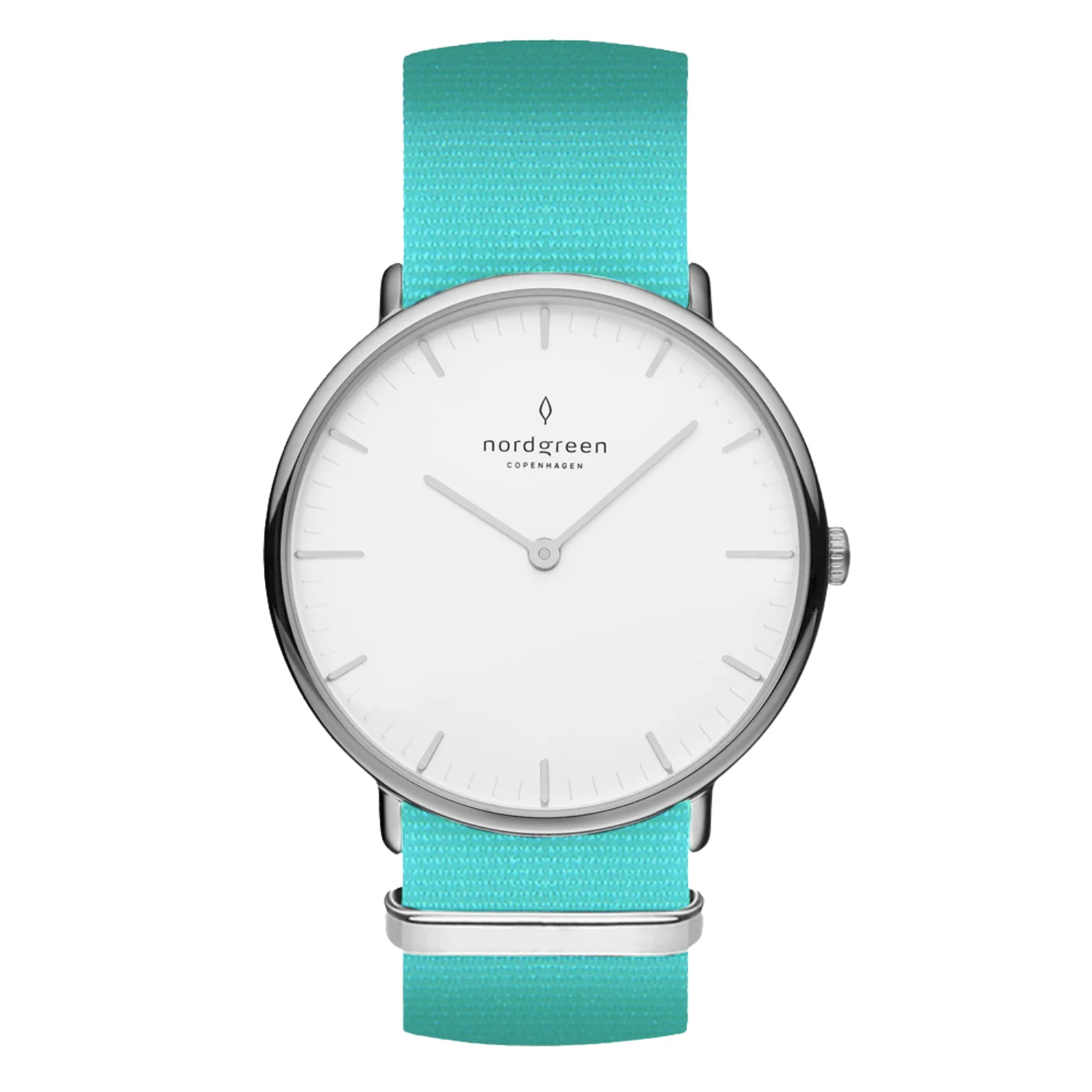 Nordgreen Native Turquoise Nylon Strap 36mm Silver Watch