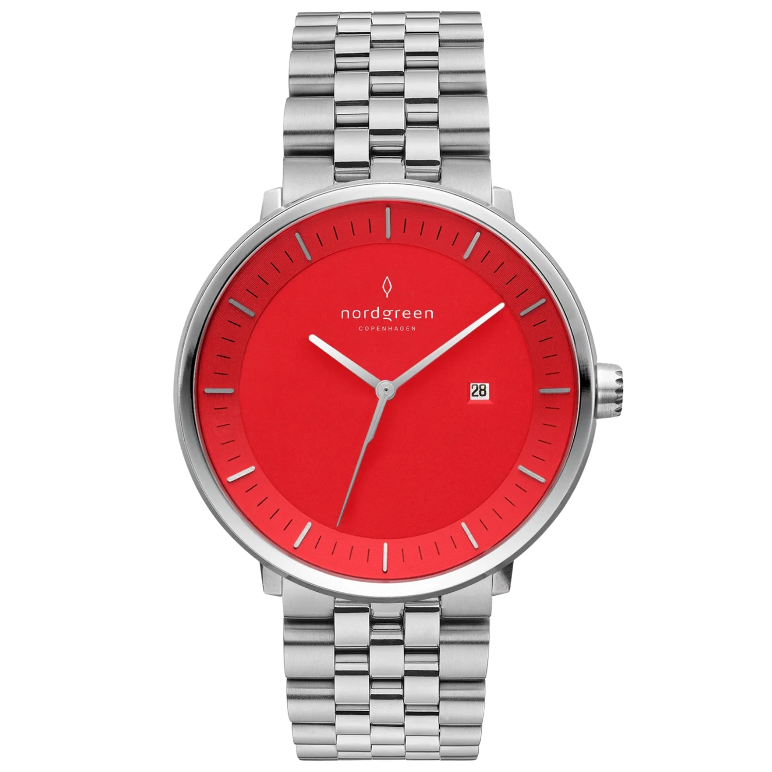 Nordgreen Philosopher 5-Link Strap 36mm Bright Red Dial Watch