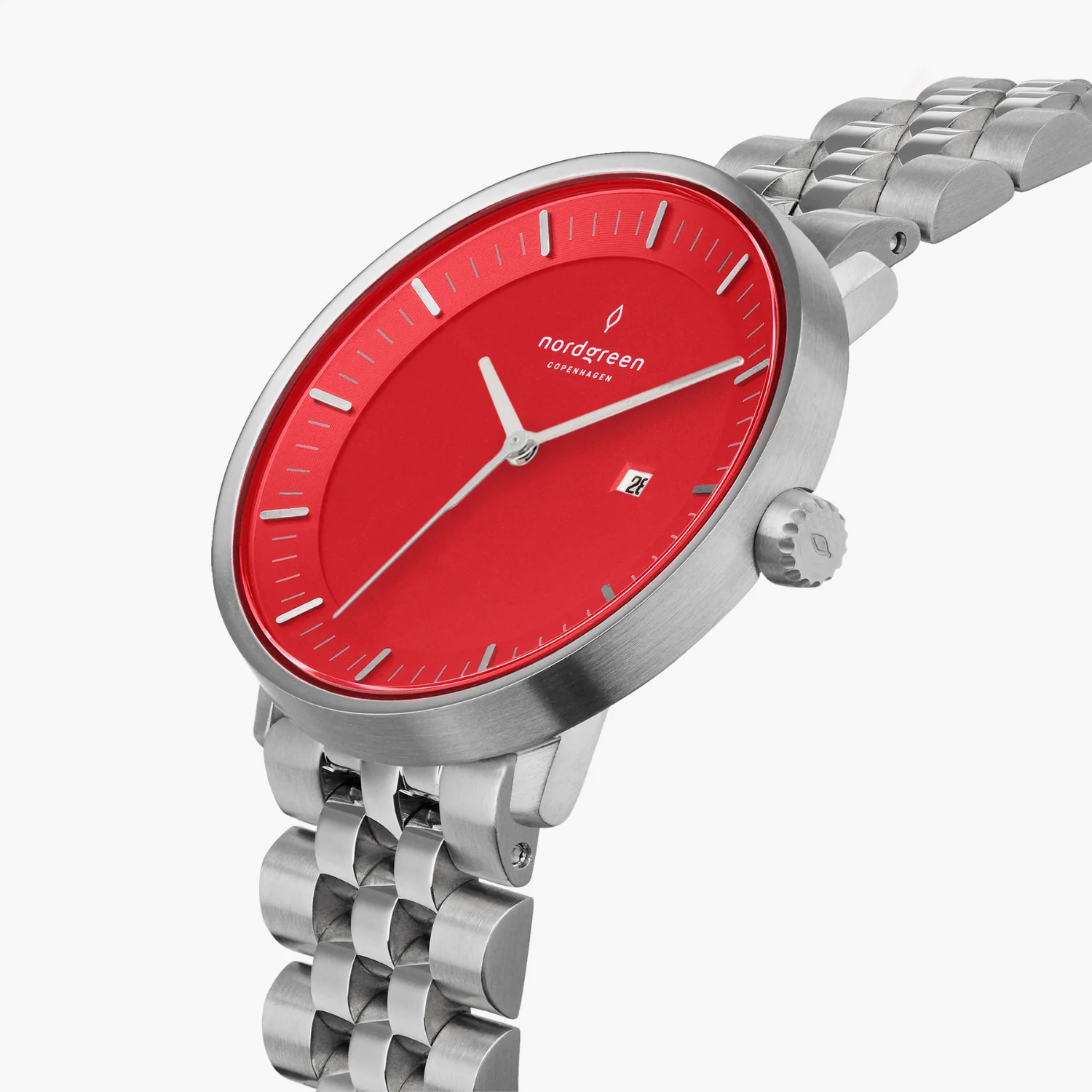 Nordgreen Philosopher 5-Link Strap 36mm Bright Red Dial Watch - Image 2
