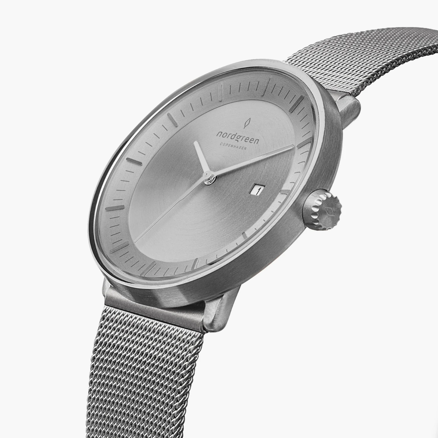 Nordgreen Philosopher Silver Mesh 36mm Silver Brushed Metal Dial Watch - Image 2