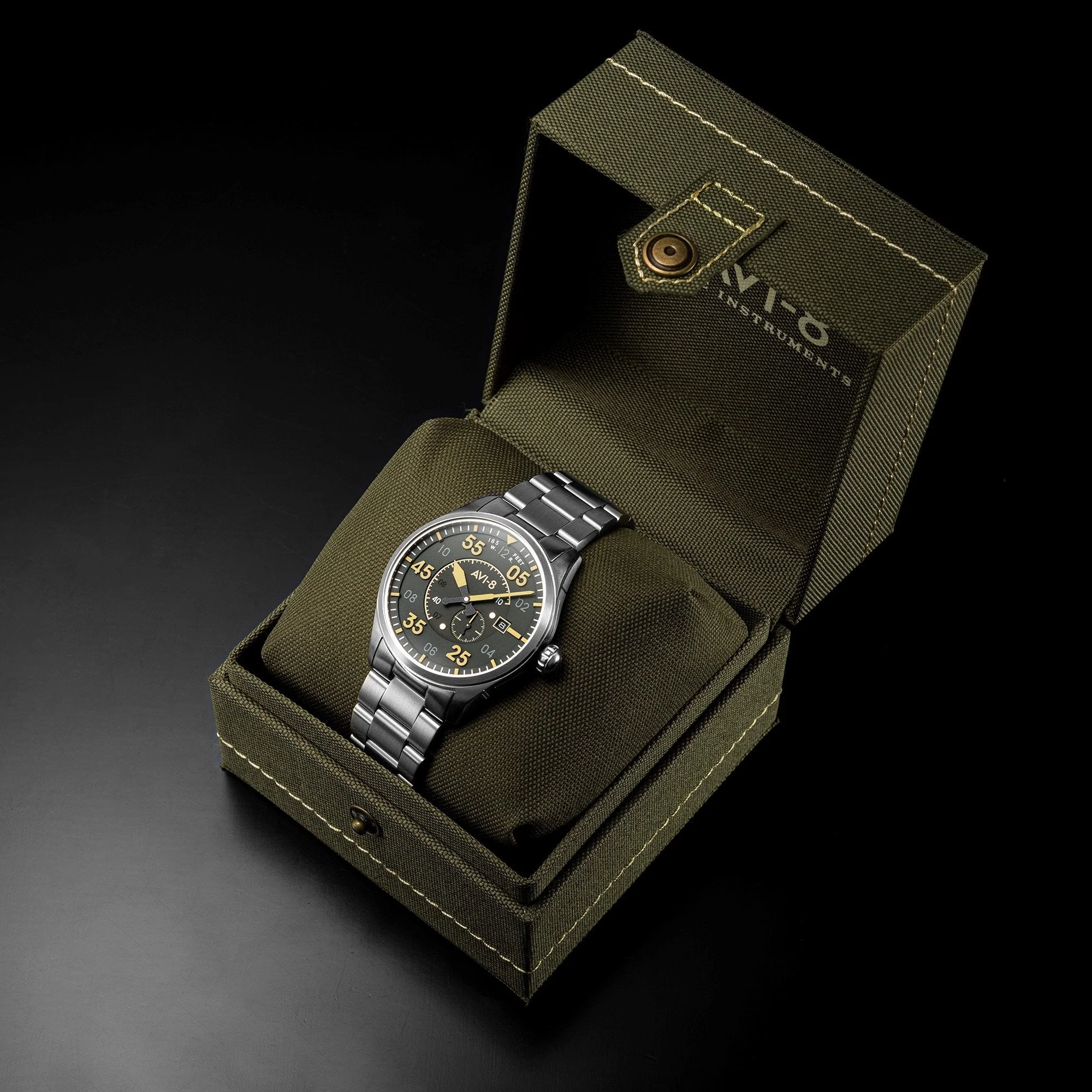 AVI-8 Olive Green Spitfire Automatic Watch - Image 4
