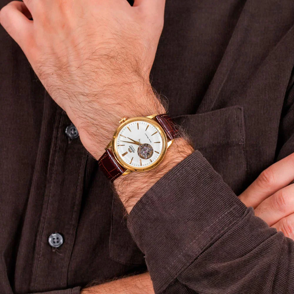 Orient Bambino Open Heart Men's Brown Watch - Image 10