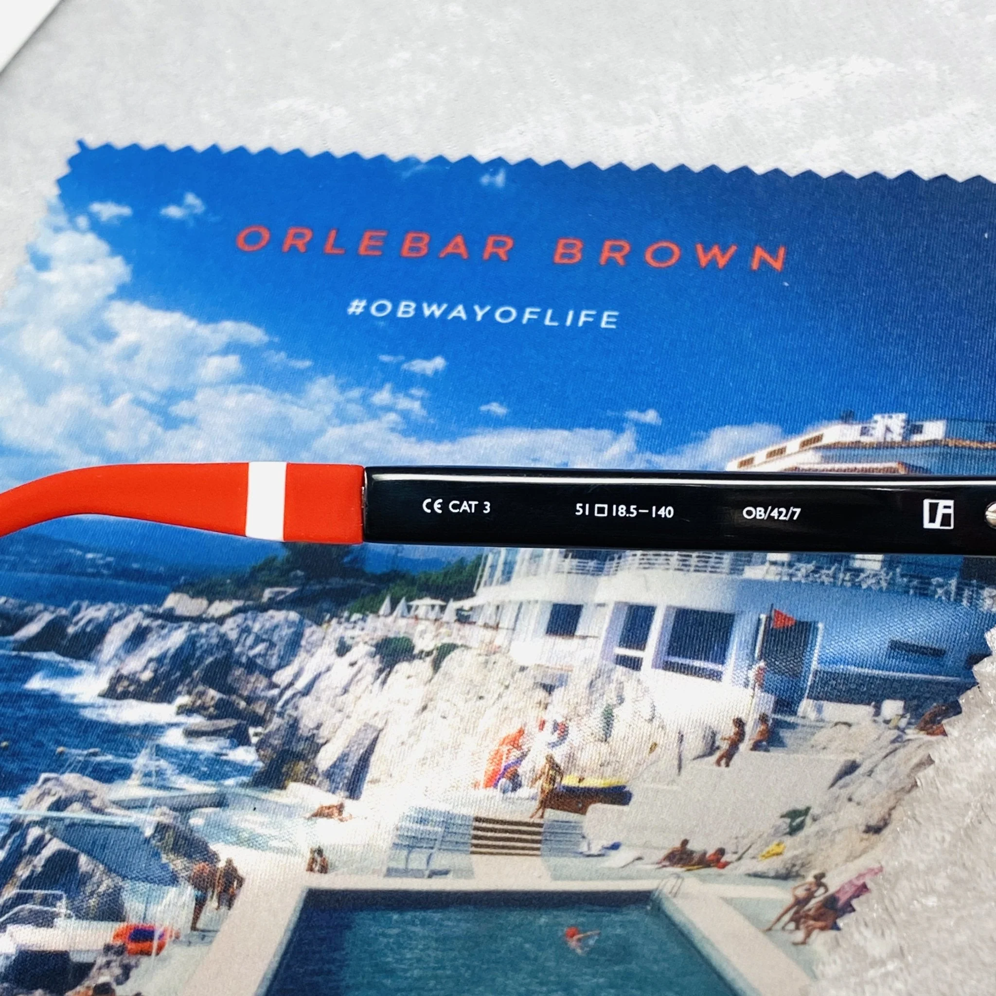 Orlebar Brown Sunglasses Round Red Black and Grey - Image 6
