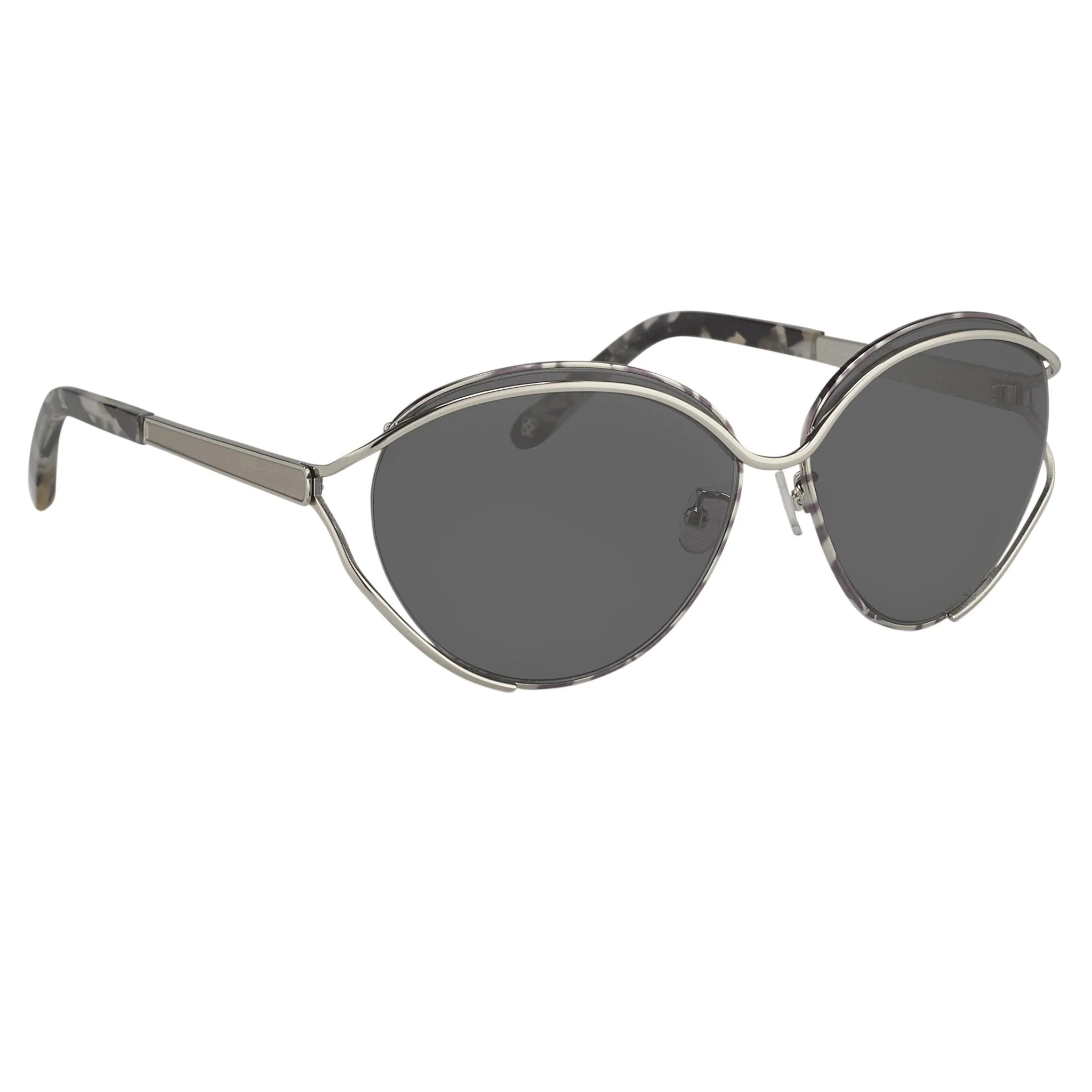 Oscar De La Renta Sunglasses Oval Black White and Grey - Image 2