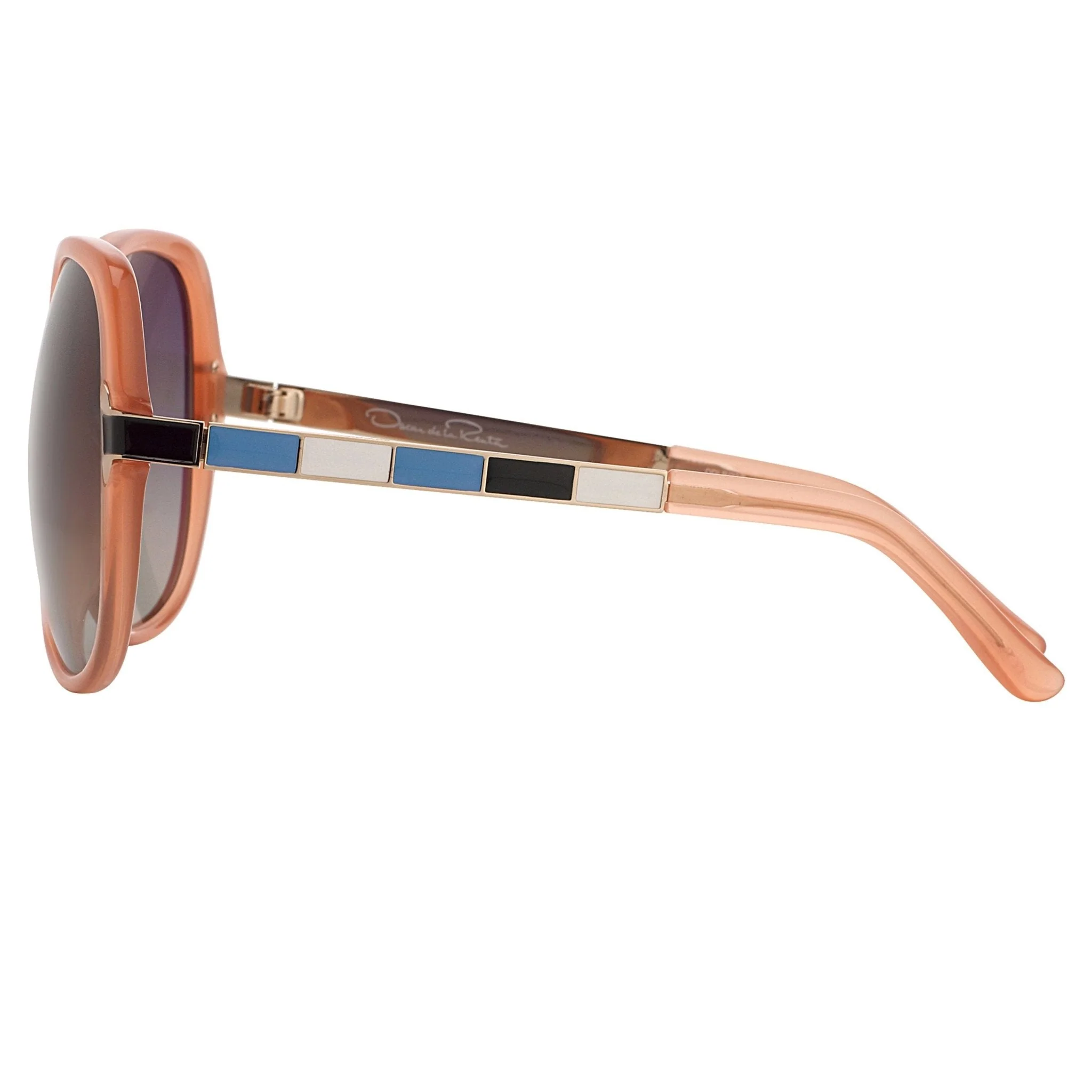 Oscar De La Renta Sunglasses Round Oversized Orange and Grey - Image 4