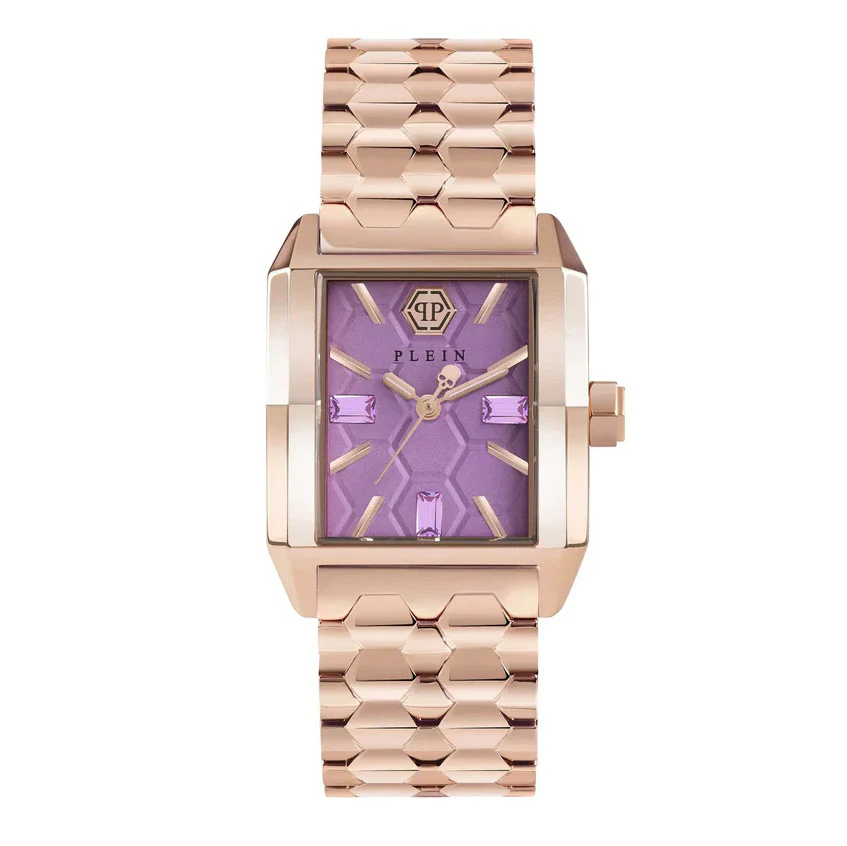 Philipp Plein Ladies Watch Offshore Square Lilac Rose Gold