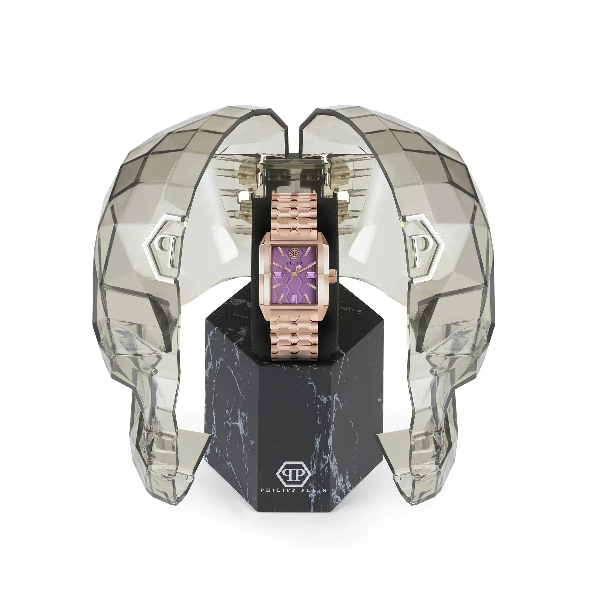 Philipp Plein Ladies Watch Offshore Square Lilac Rose Gold - Image 2