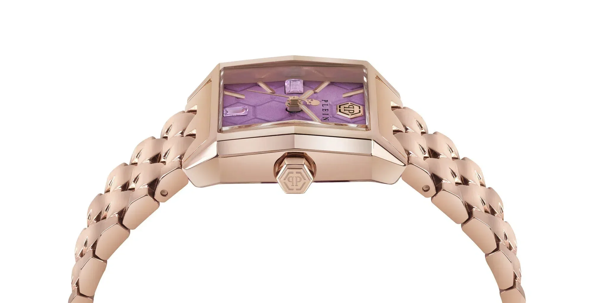 Philipp Plein Ladies Watch Offshore Square Lilac Rose Gold - Image 3