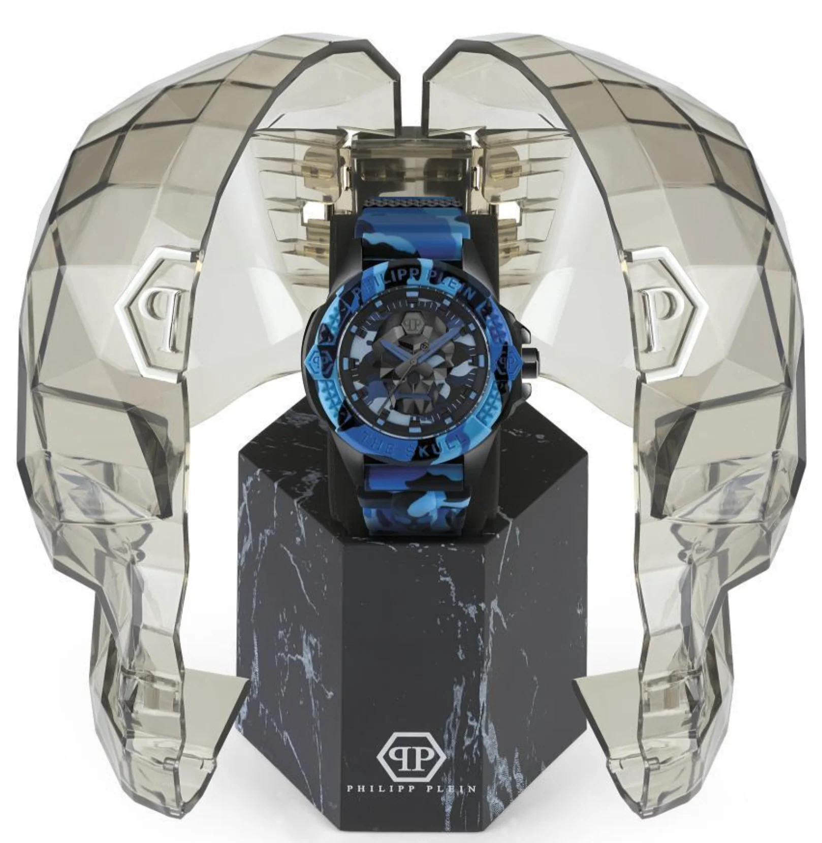 Philipp Plein Mens Watch The Skull Blue Camo - Image 2