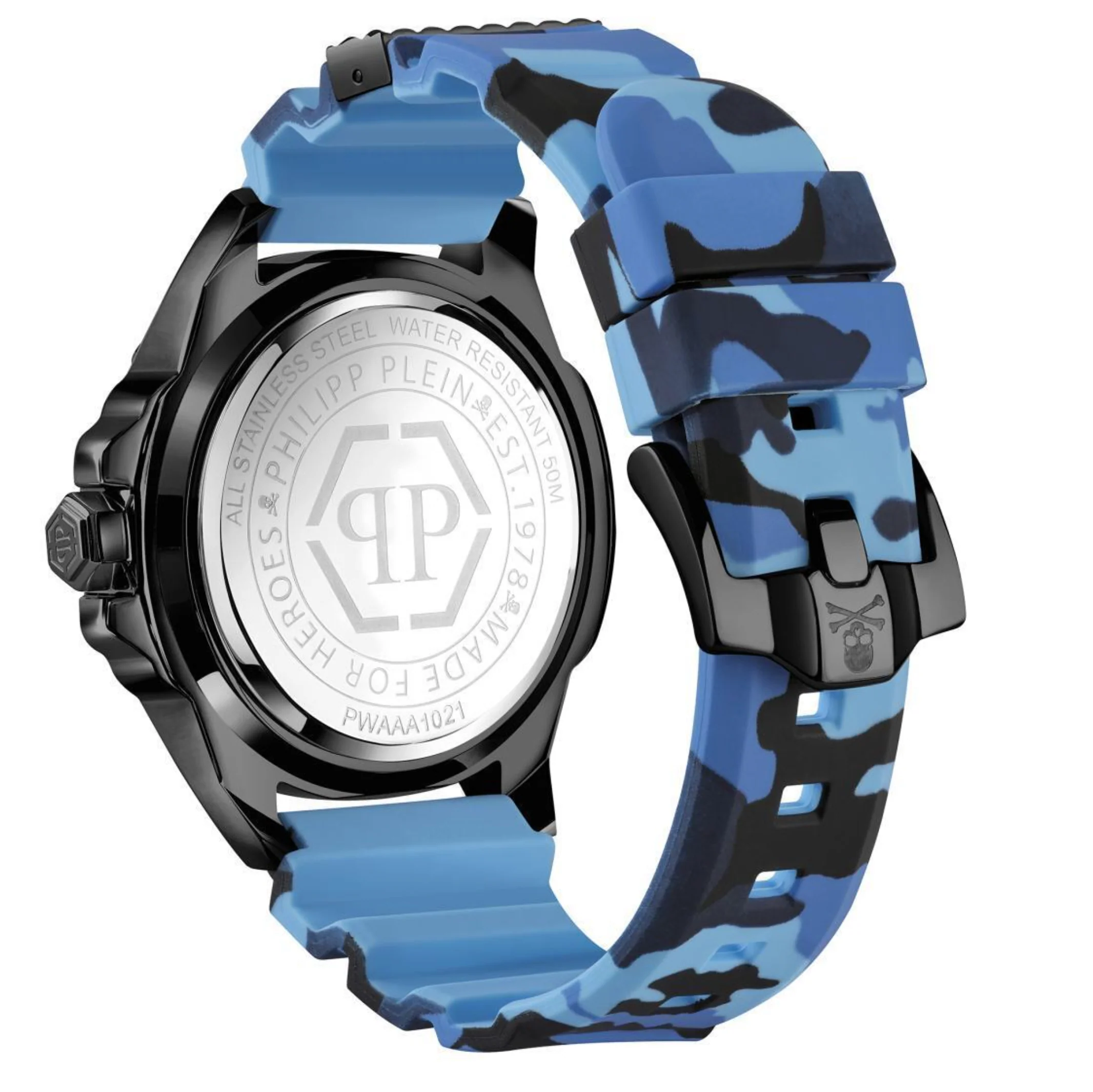 Philipp Plein Mens Watch The Skull Blue Camo - Image 3