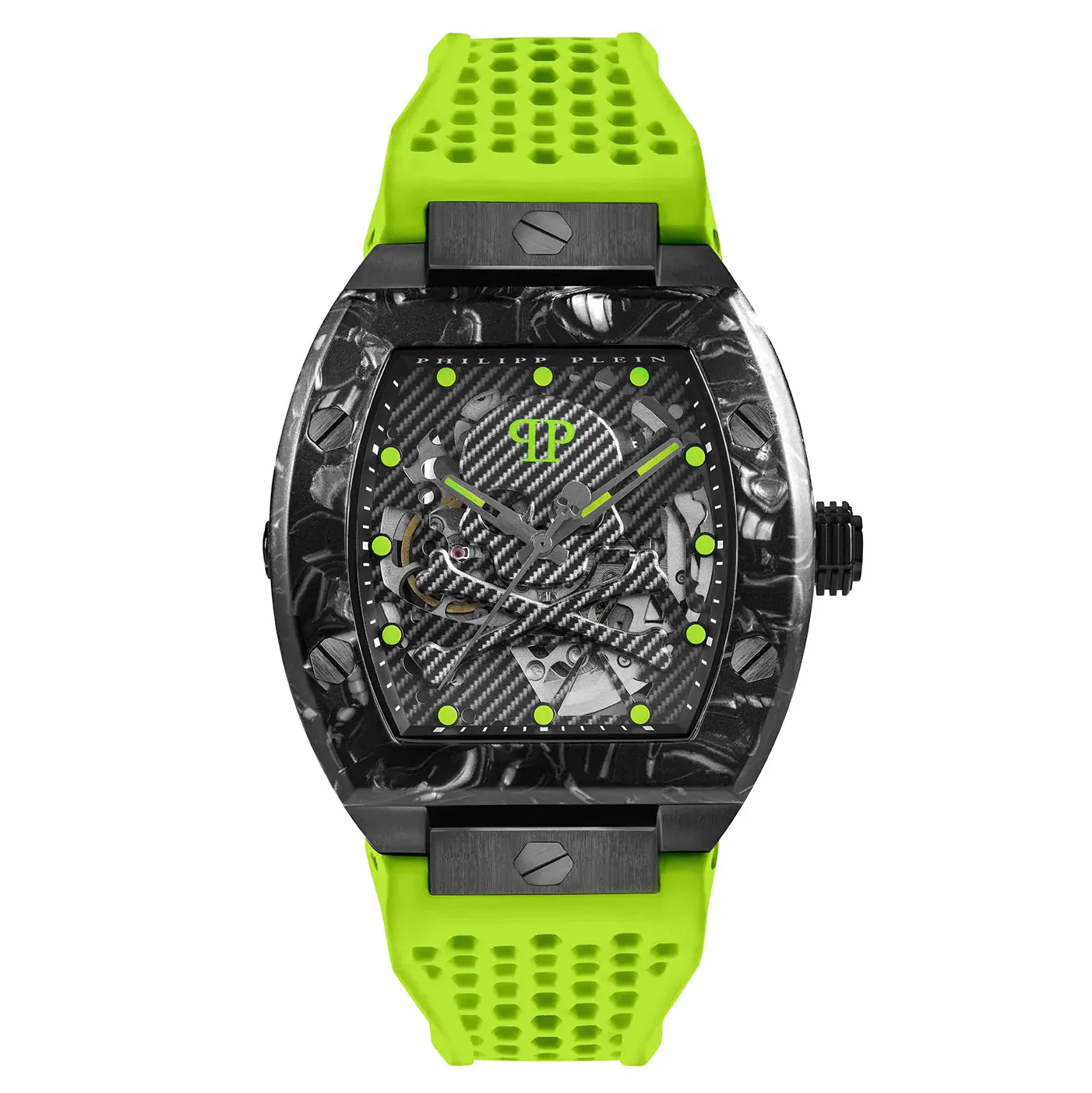 Philipp Plein Mens Watch High-Iconic The Skeleton Sport Master Automatic Yellow
