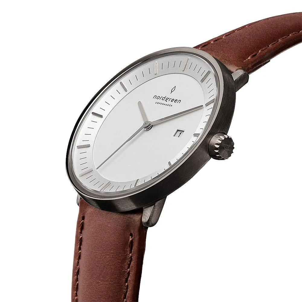 Nordgreen Philosopher Dark Brown 36mm Gun Metal Case Watch - Image 4