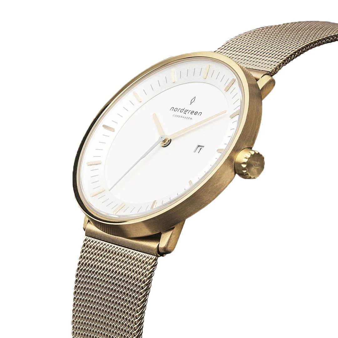 Nordgreen Philosopher Gold Mesh 36mm Gold Case Watch - Image 3