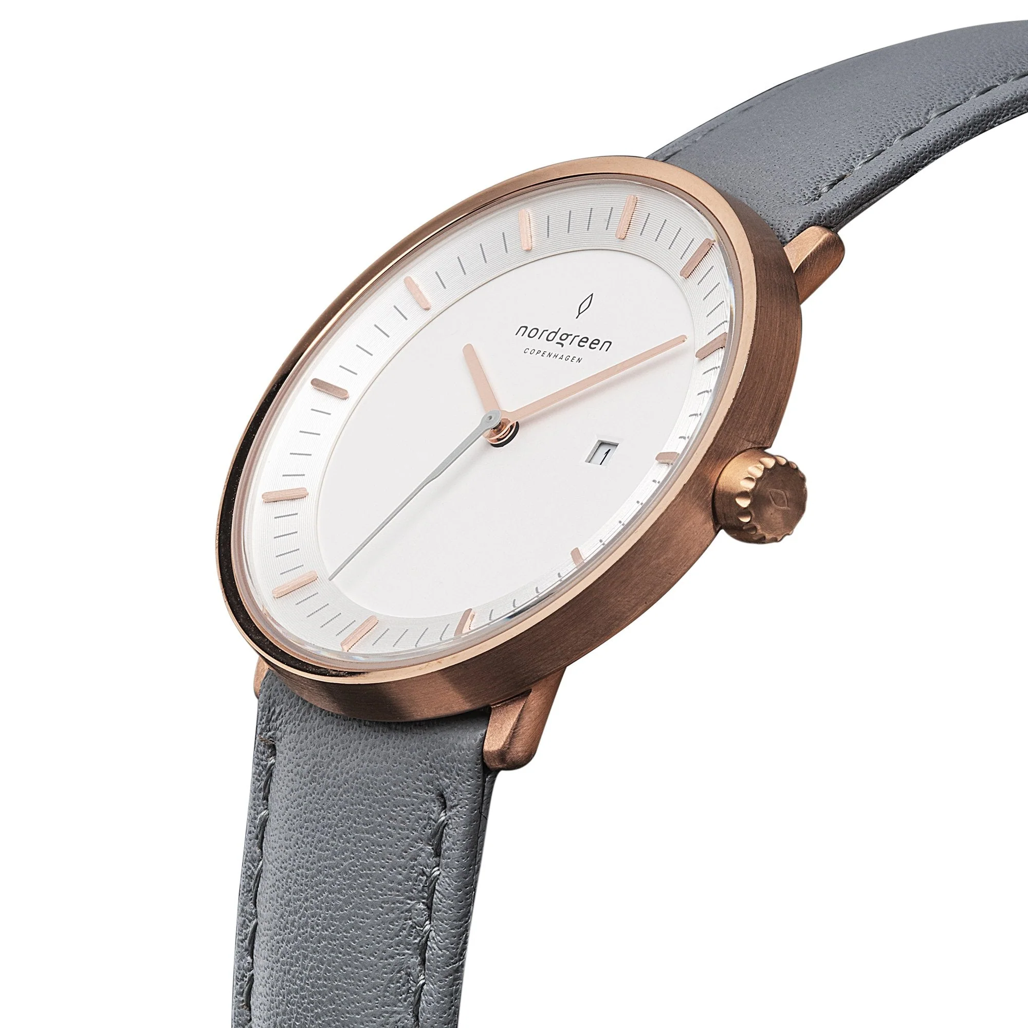 Nordgreen Philosopher Grey Leather 36mm Silver Case Watch - Image 4