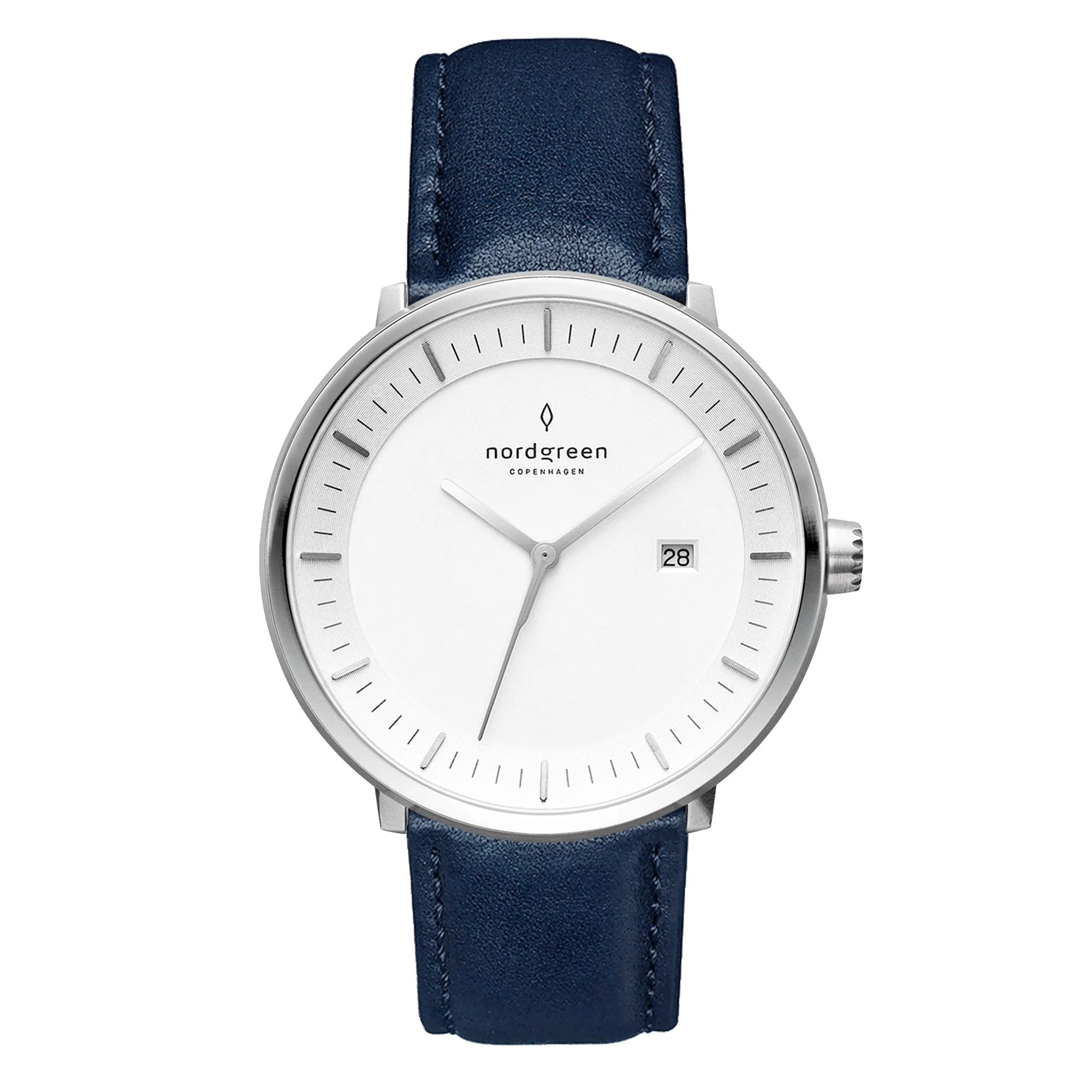 Nordgreen Philosopher Navy Leather 36mm Silver Case Watch