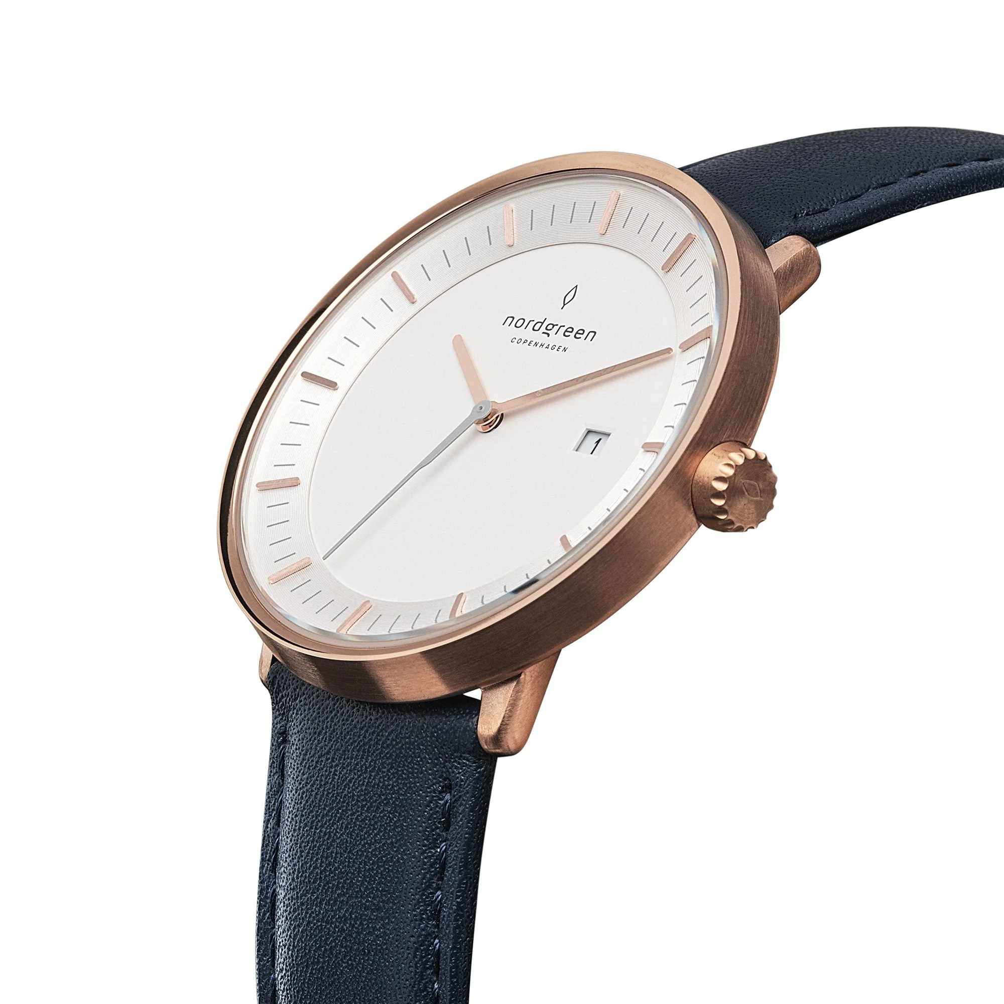 Nordgreen Philosopher Navy Leather 36mm Silver Case Watch - Image 4