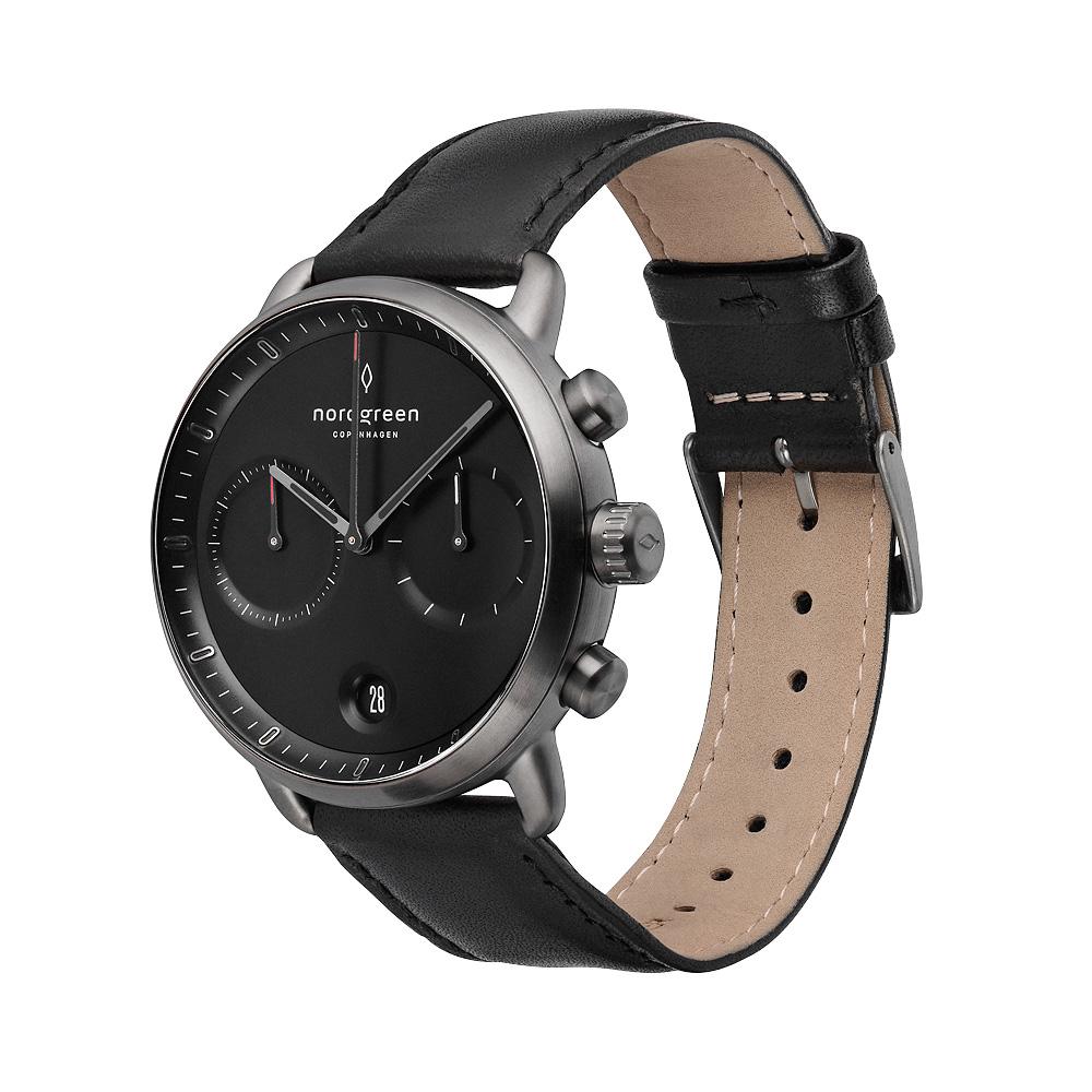 Nordgreen Pioneer Black Leather 42mm Gun Metal Case Watch - Image 4