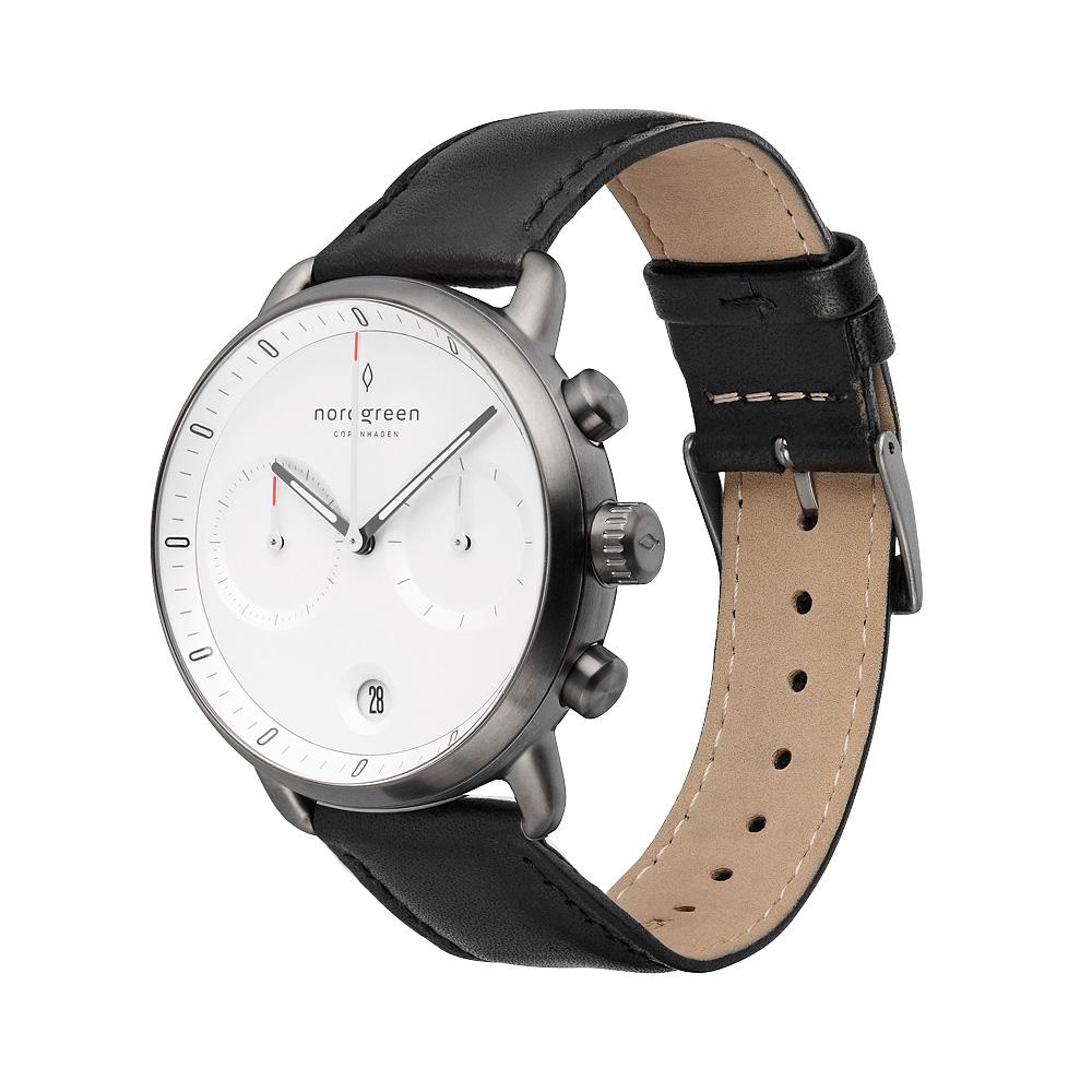 Nordgreen Pioneer Black Leather 42mm Gun Metal Case Watch - Image 4