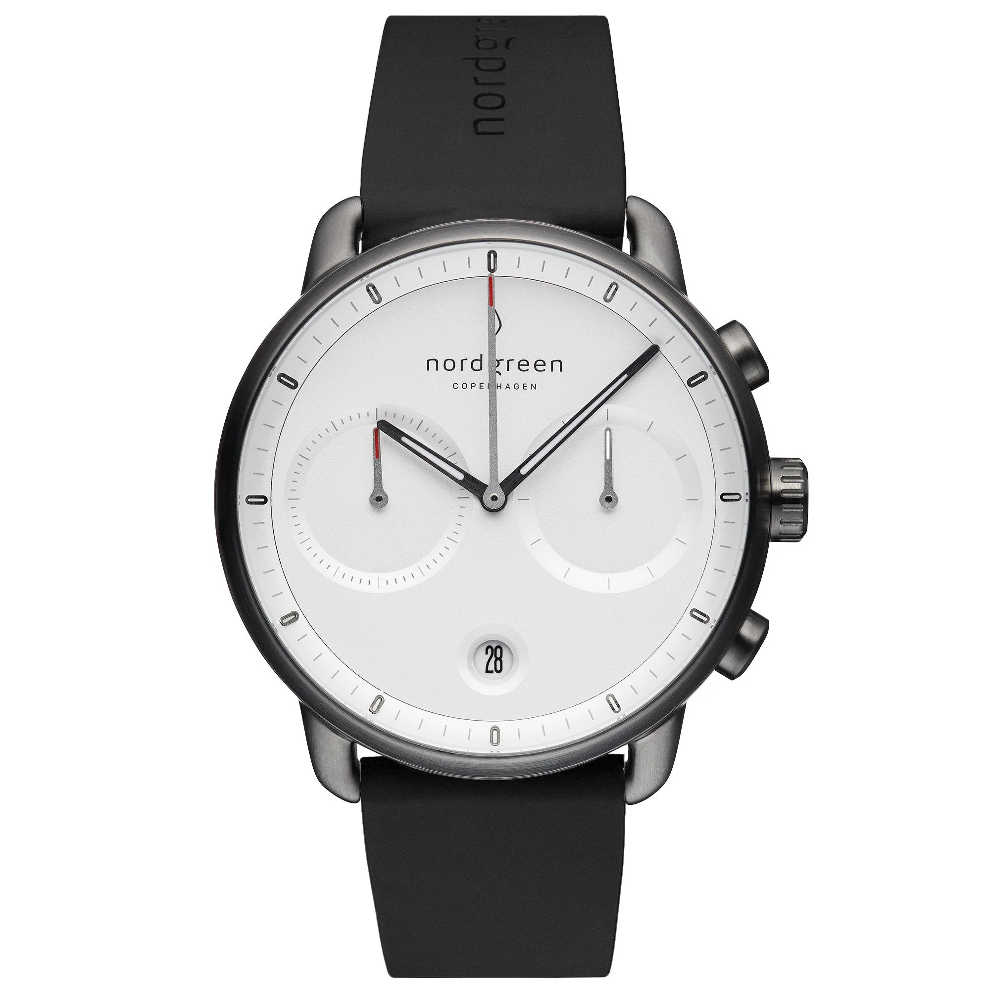 Nordgreen Pioneer Black Rubber 42mm Gun Metal Case Watch
