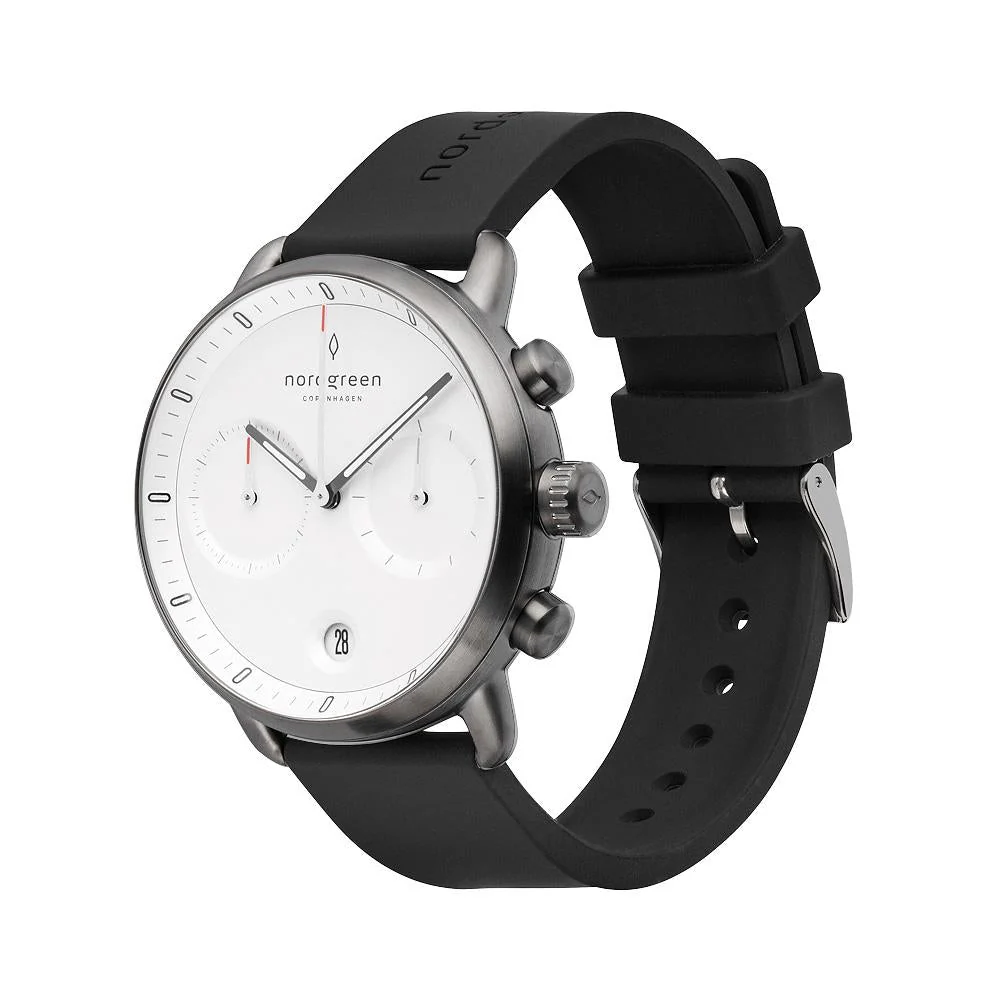 Nordgreen Pioneer Black Rubber 42mm Gun Metal Case Watch - Image 3