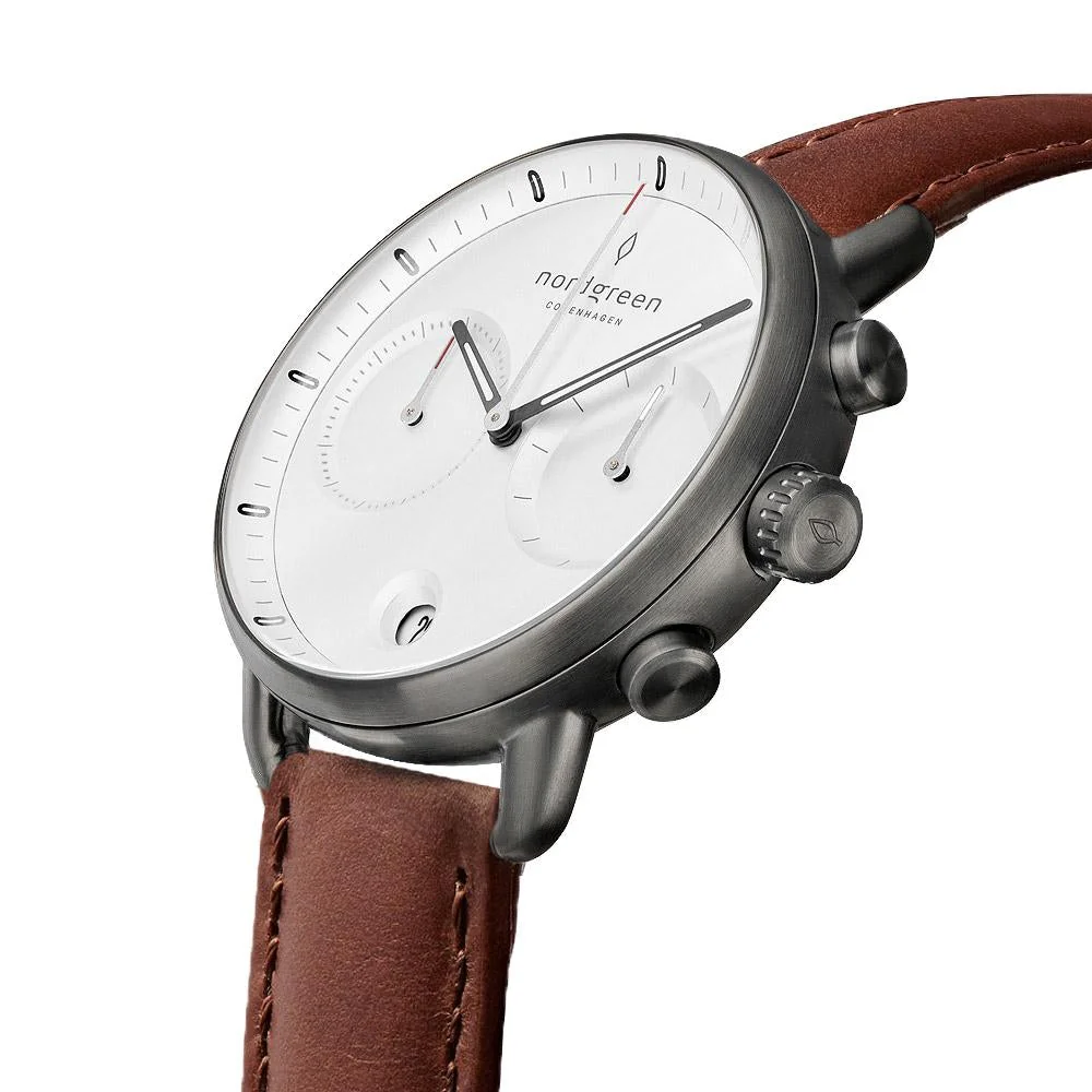 Nordgreen Pioneer Brown Leather 42mm Gunmetal Case Watch - Image 3