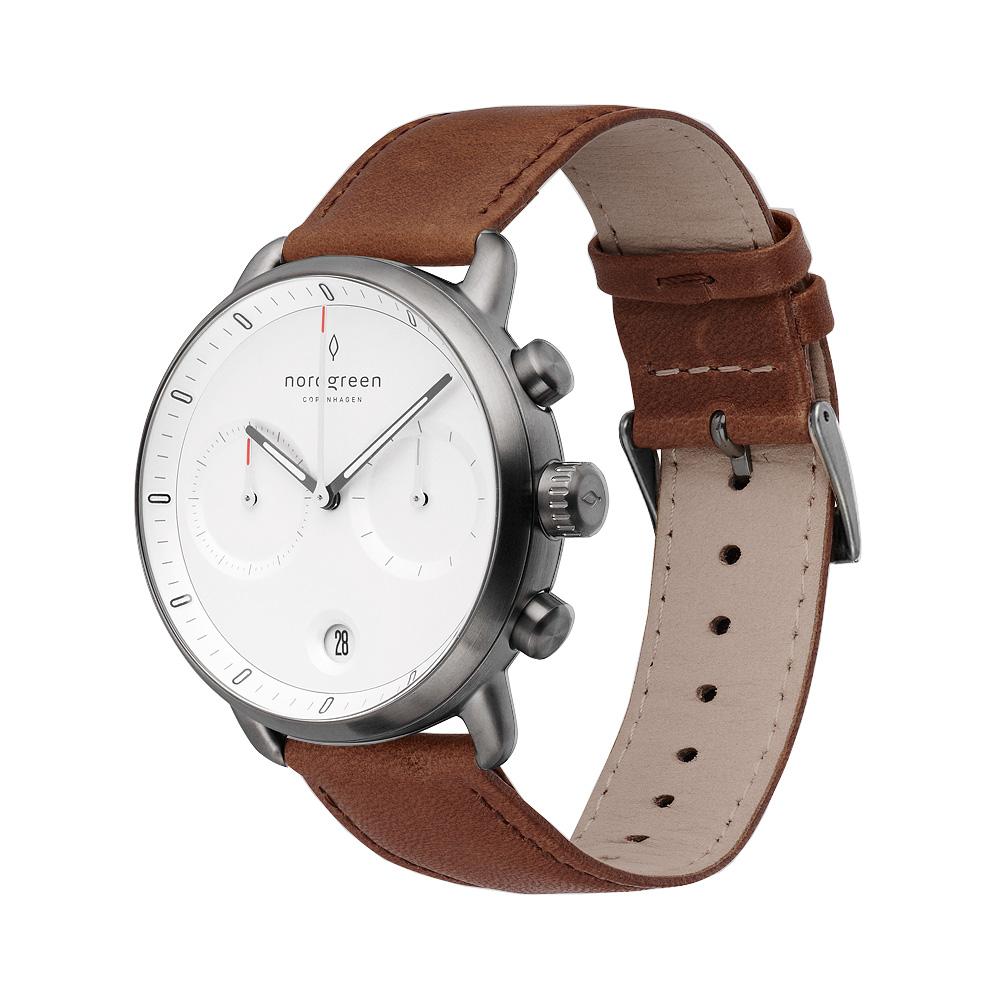 Nordgreen Pioneer Brown Leather 42mm Gunmetal Case Watch - Image 4