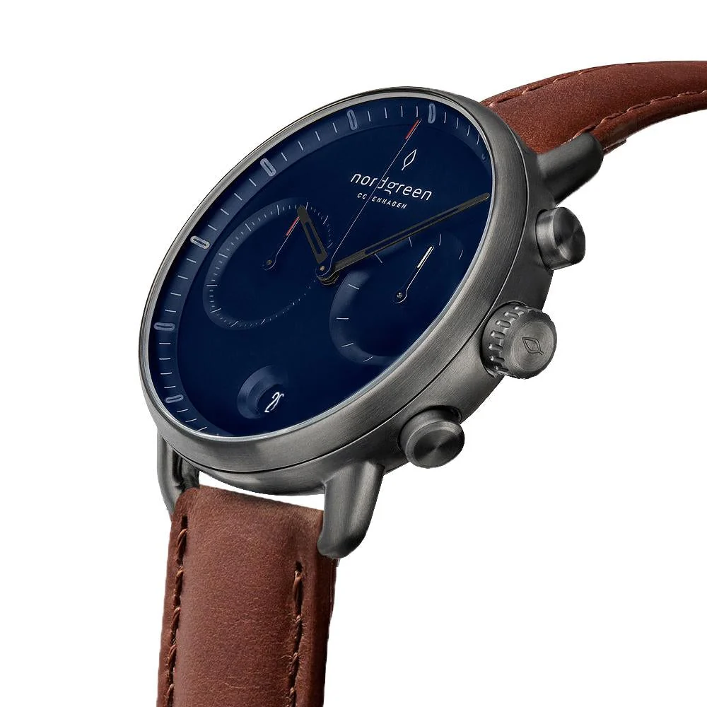 Nordgreen Pioneer Brown Leather 42mm Gunmetal Case Watch - Image 3