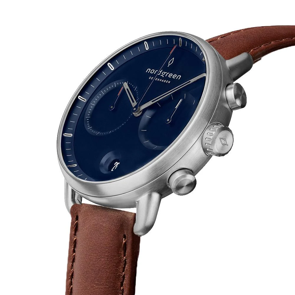 Nordgreen Pioneer Brown Leather 42mm Silver Case Watch - Image 3