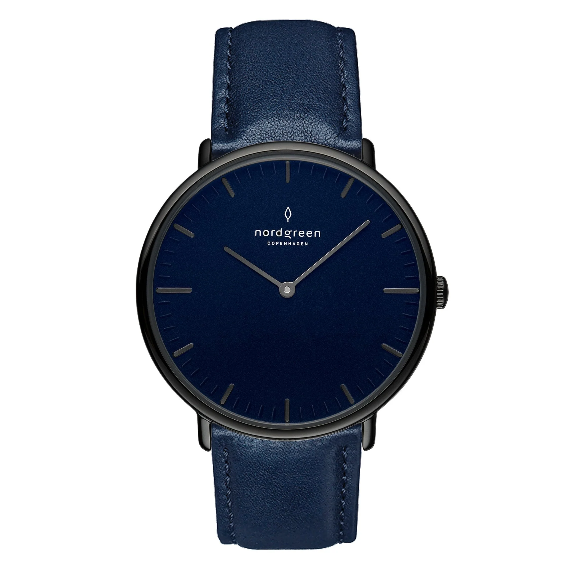 Nordgreen Pioneer Navy Leather 42mm Gun Metal Case Watch