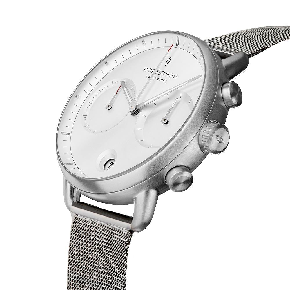 Nordgreen Pioneer Silver Mesh 42mm Silver Case Watch - Image 3