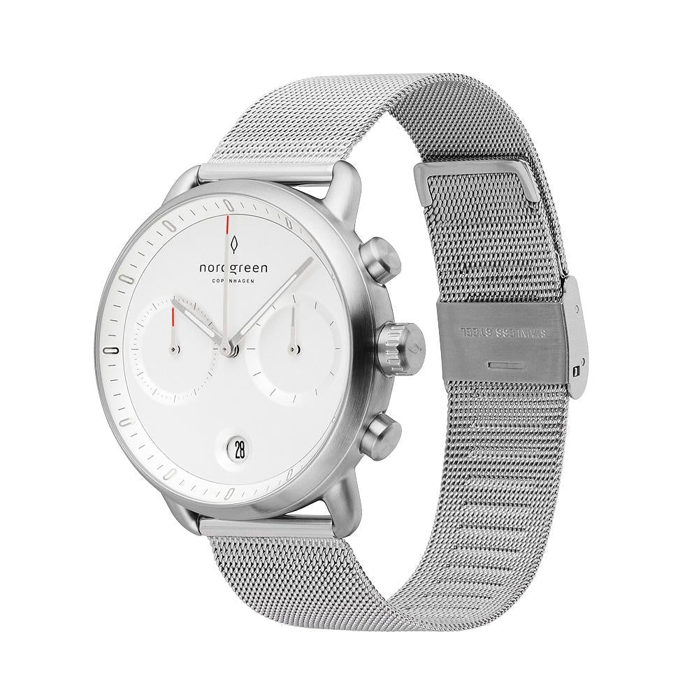 Nordgreen Pioneer Silver Mesh 42mm Silver Case Watch - Image 4