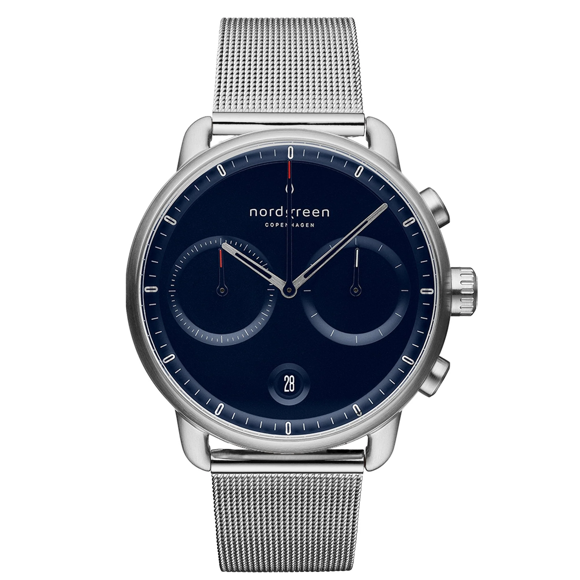 Nordgreen Pioneer Silver Mesh 42mm Silver Case Watch
