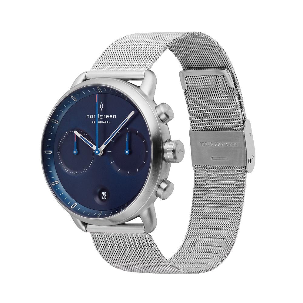 Nordgreen Pioneer Silver Mesh 42mm Silver Case Watch - Image 4