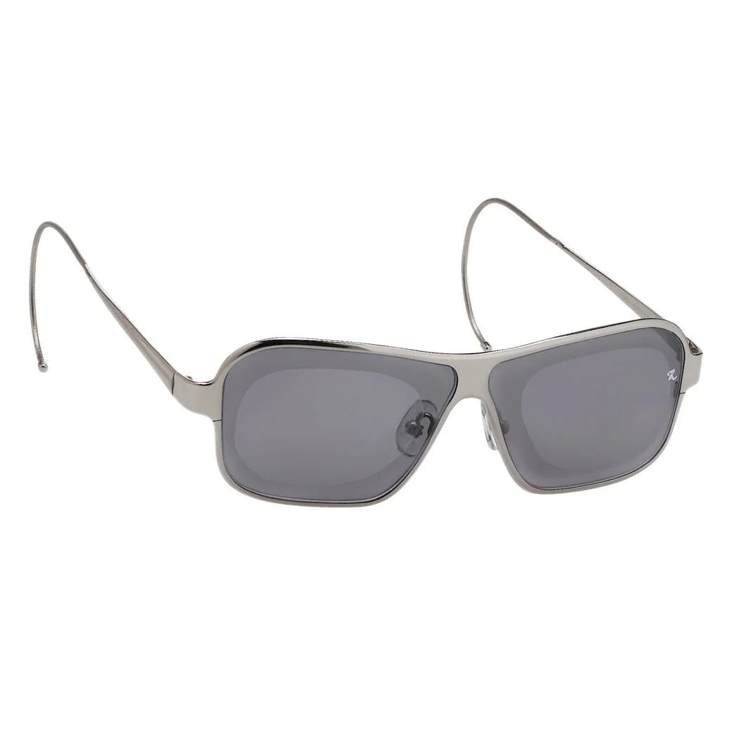 Raf Simons Sunglasses Size Extra Small Rectangular Silver and Grey - Image 2
