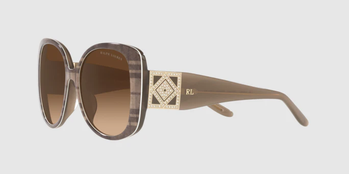 Ralph Lauren Women's Sunglasses Oversized Square Striped Havana - Image 3