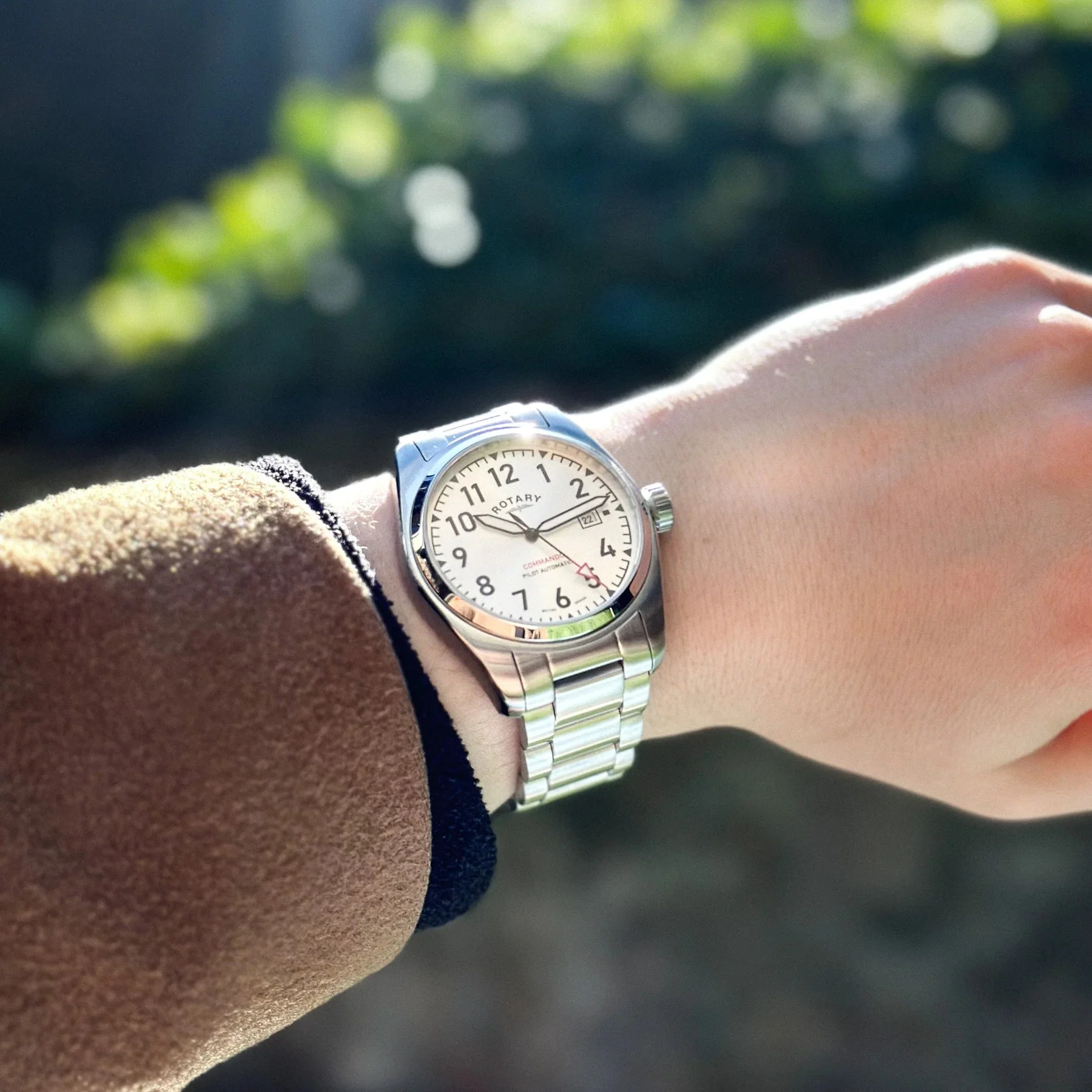 Rotary Commando Pilot Auto Men's Silver Watch - Image 4
