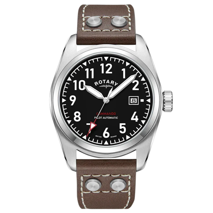 Rotary Commando Pilot Auto Men's Brown Watch