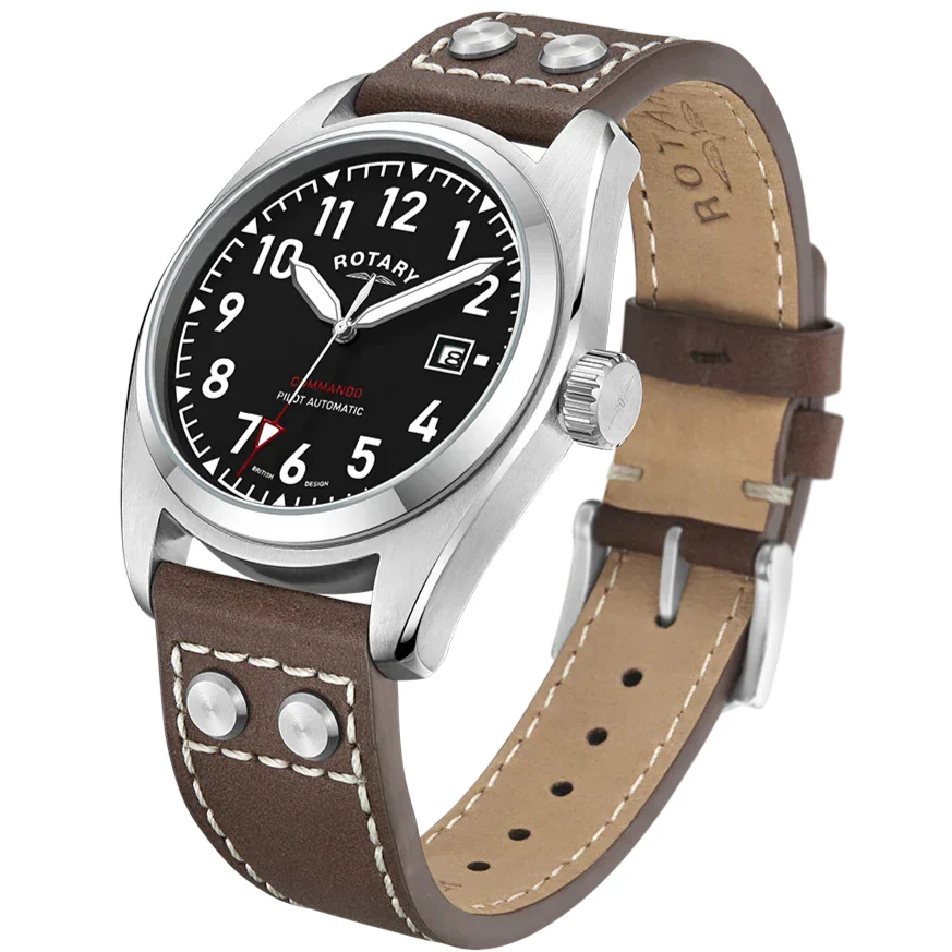 Rotary Commando Pilot Auto Men's Brown Watch - Image 2