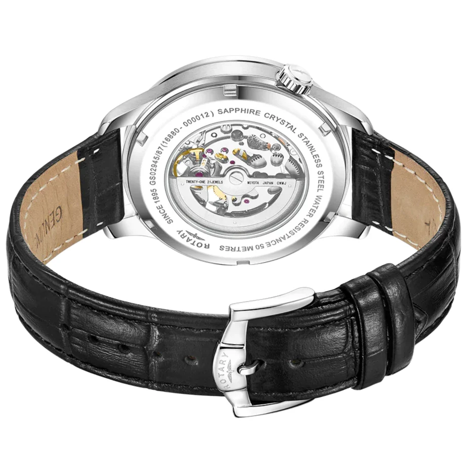 Rotary Greenwich Skeleton Men's Black Watch - Image 3