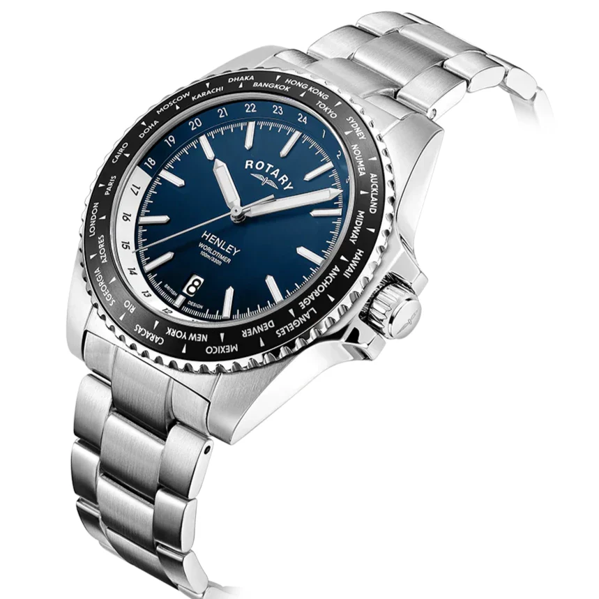 Rotary Henley World Timer Men's Blue Watch - Image 2